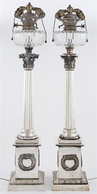 Lot 268 - Pair of Silver-Plated and Clear Glass Fluid...