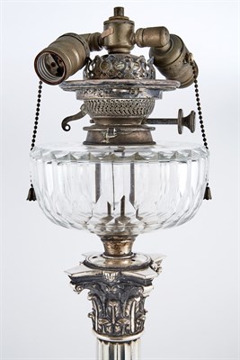 Lot 268 - Pair of Silver-Plated and Clear Glass Fluid...