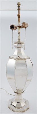 Lot 260 - Pair of George III Style Silver-Plated Lamps...