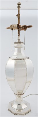 Lot 260 - Pair of George III Style Silver-Plated Lamps...