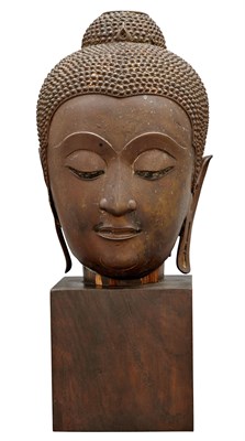 Lot 69 - Thai Bronze Head of Buddha Crisply cast with a...