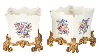 Lot 317 - Pair of French Porcelain Ormolu-Mounted...