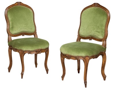 Lot 307 - Pair of Louis XV Carved Beechwood Chaises à la...