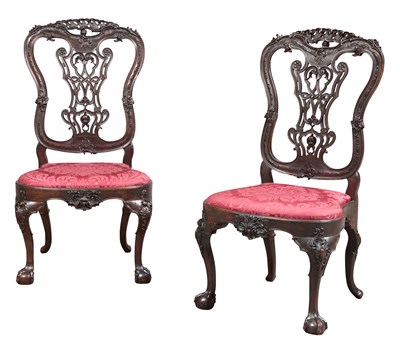 Lot 372 - Pair of Portuguese Rococo Walnut Side Chairs...