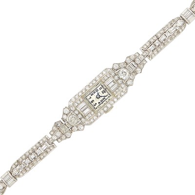 Lot 204 - Platinum and Diamond Wristwatch, Patek Philippe