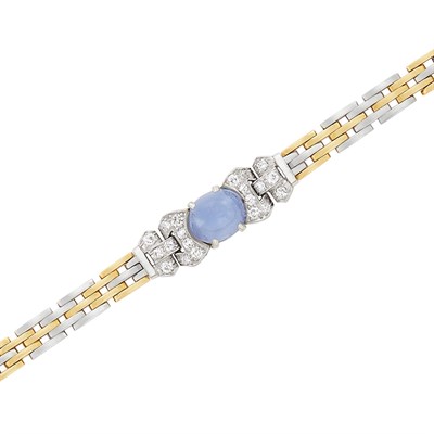 Lot 340 - Gold, Platinum, Star Sapphire and Diamond Bracelet