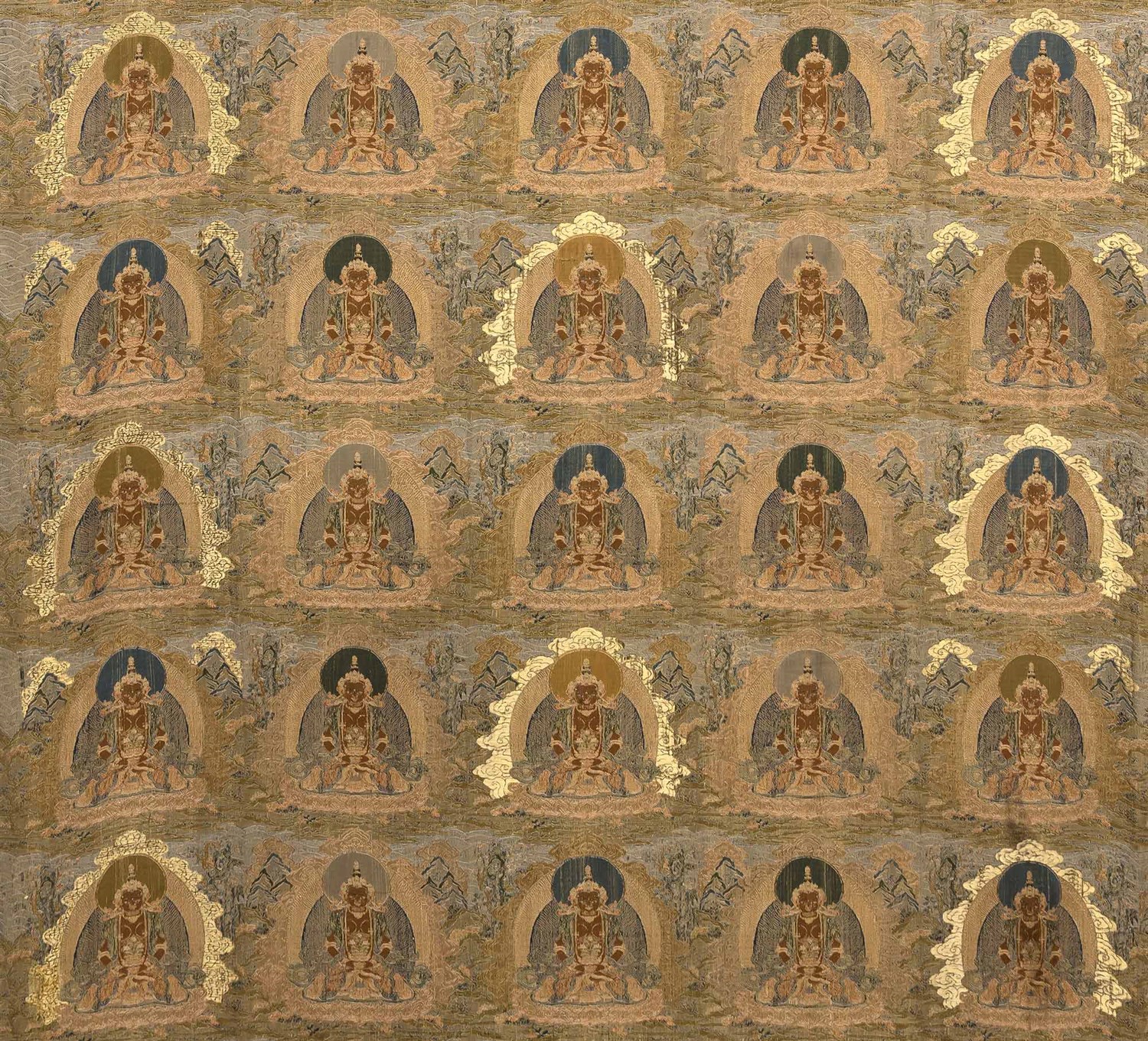 Lot 34 - Imperial Tibetan Gold Woven Brocade Hanging of...