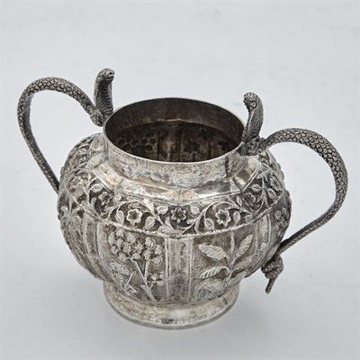 Lot 279 - Indian Silver Three-Piece Tea Service Height...