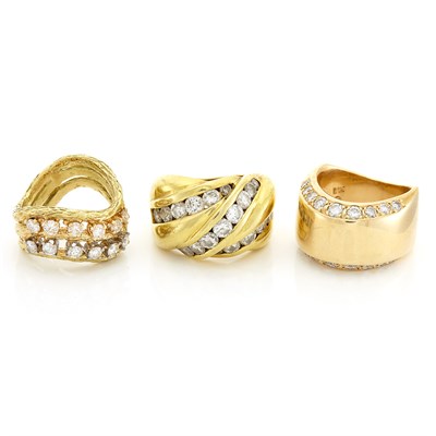 Lot 1489 - Three Gold and Diamond Rings
