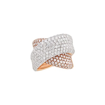 Lot 649 - Two-Color Gold and Diamond Crossover Ring