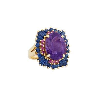 Lot 1339 - Gold, Amethyst and Sapphire Ring, Andrew Sarosi