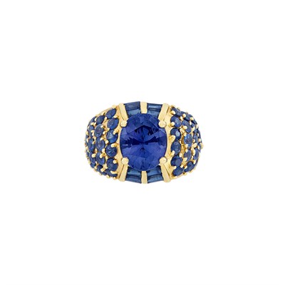 Lot 1173 - Gold, Purple Spinel, Sapphire and Diamond Ring