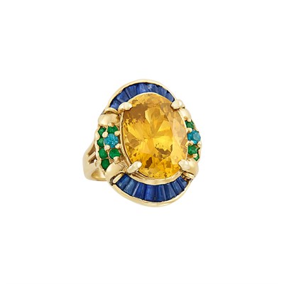 Lot 1207 - Gold, Citrine and Colored Stone Ring