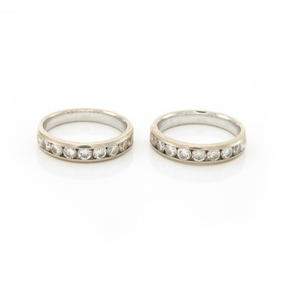 Lot 1285 - Pair of White Gold Diamond Bands