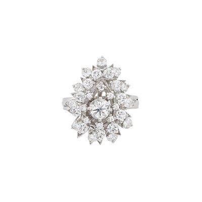 Lot 1120 - White Gold and Diamond Cluster Ring