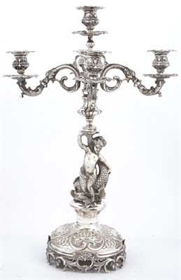 Lot 191 - Pair of Continental Silver Figural Five-Light...