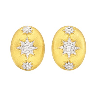 Lot 527 - Pair of Two-Color Gold and Diamond Earrings, Ugo Piccini