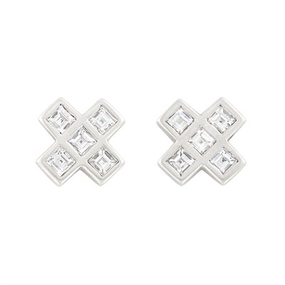 Lot 799 - Pair of Platinum and Diamond Cross Stud Earrings, Linda Lee Johnson