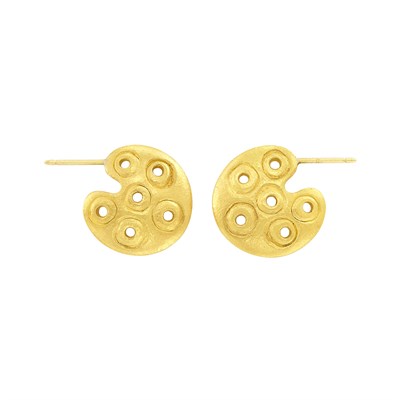 Lot 779 - Pair of High Karat Gold 'La Bamba' Earrings, Linda Lee Johnson