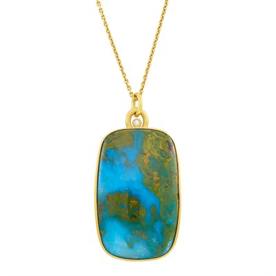 Lot 794 - High Karat Gold, Agate, and Diamond Pendant with Chain Necklace, Linda Lee Johnson