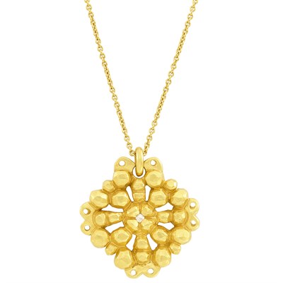 Lot 780 - High Karat Gold and Diamond Maltese Cross Pendant with Gold Chain Necklace, Linda Lee Johnson