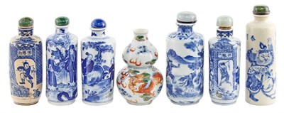 Lot 327 - Group of Seven Chinese Blue and White Glazed...
