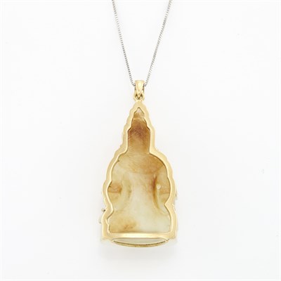 Lot 215 - Chinese White Jade Bodhisattva Seated in...