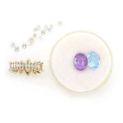 Lot 1634 - Group of Unmounted Stones and Platinum, Gold and Diamond Ring Mounting