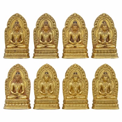 Lot 203 - Set of Eight Chinese Gilt-Bronze Bodhisattva...