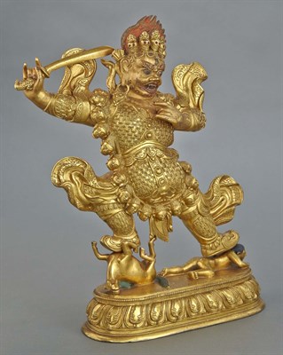 Lot 73 - Tibetan Gilt-Bronze Figure of Mahakala...