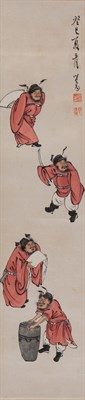 Lot 246 - Pu Ru Hanging scroll Demons Signed Ink and...