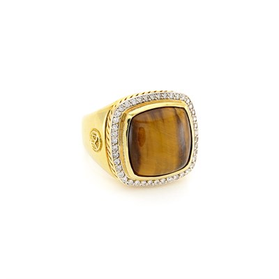 Lot 1515 - Gold, Diamond and Tigers Eye Ring, David Yurman