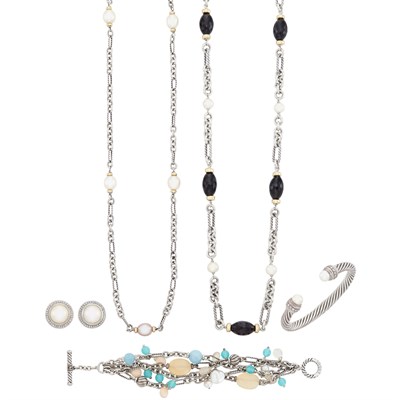 Lot 204 - Group of Sterling Silver, Gold, Cultured, Freshwater, Mabé Pearl, Diamond and Stone Jewelry, David Yurman