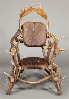 Lot 389 - Antler Armchair and Footstool Height of chair...