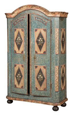 Lot 387 - Continental Painted Armoire Height 79 inches,...