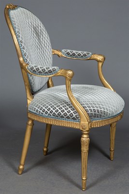 Lot 259 - Pair of George III Giltwood Open Armchairs in...