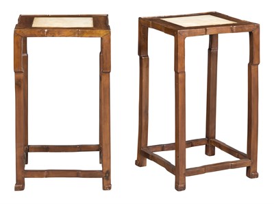 Lot 294 - Pair of Chinese Hardwood Marble-Inset Tables...