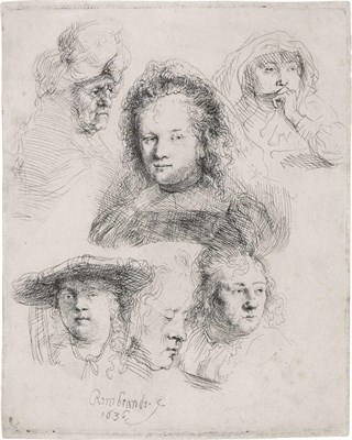 Lot 177 - Rembrandt van Rijn STUDIES OF THE HEADS OF...