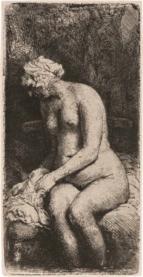 Lot 181 - Rembrandt van Rijn WOMAN BATHING HER FEET AT A...