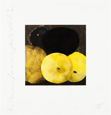 Lot 194 - Donald Sultan (b. 1951) FIVE LEMONS, A PEAR...