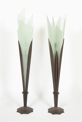 Lot 175 - Pair of Art Deco Style Iron and Sheet Glass...