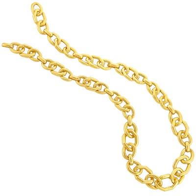 Lot 181 - Long Hammered Gold Link Necklace, David Webb