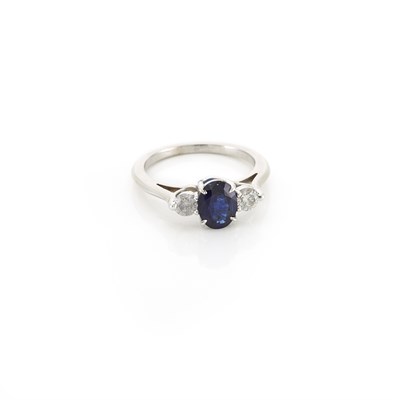 Lot 1279 - White Gold, Sapphire and Diamond Ring, Thomas Cooper