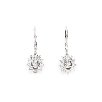 Lot 1171 - Pair of White Gold and Diamond Earrings, Thomas Cooper