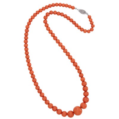 Lot 35 - Coral Bead Necklace with Silver Clasp