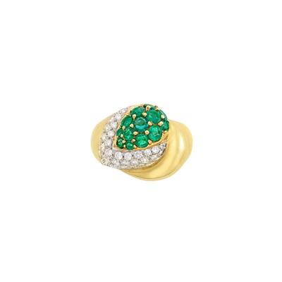 Lot 362 - Gold, Emerald, and Diamond Bombé Ring
