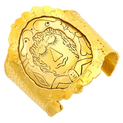 Lot 36 - High Karat Gold Erotic Cuff Bangle Bracelet, Jean Mahie