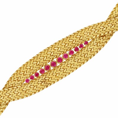 Lot 451 - Gold and Ruby Bracelet