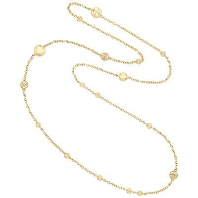 Lot 266 - Long Gold and Diamond Bead Chain Necklace, Bottega Veneta
