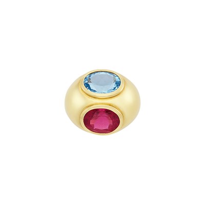Lot 571 - Gold, Rubellite and Aquamarine Ring, Paloma Picasso, Tiffany & Co.